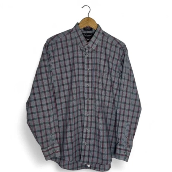Burberry Plaid Button-Down Shirt - Gray & Burgundy - Picture 2 of 2